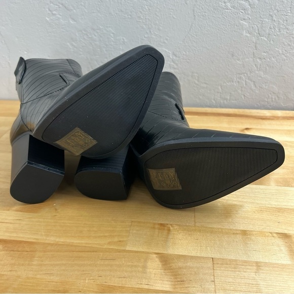 NEW Qupid Slay Black Crocodile Embossed Ankle Boots Size 9 - Picture 12 of 16